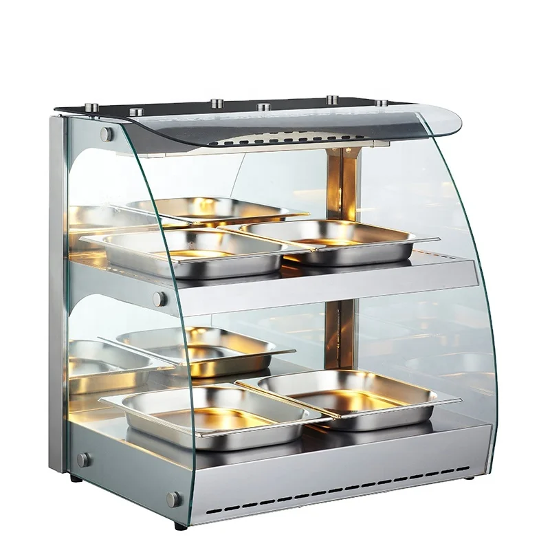Открытый 2 слоя завтрак из гнутого стекла хранилище для детского питания и витрина