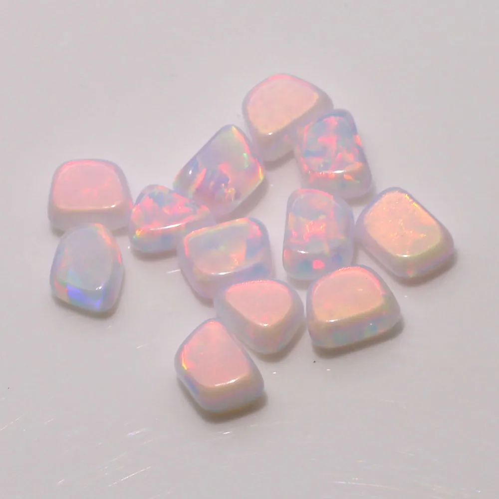 Japan Resin Free Galaxy Synthetic Loose Opal Stone Tumbled Red Fire Heat Resistant Gilson Opal Beads