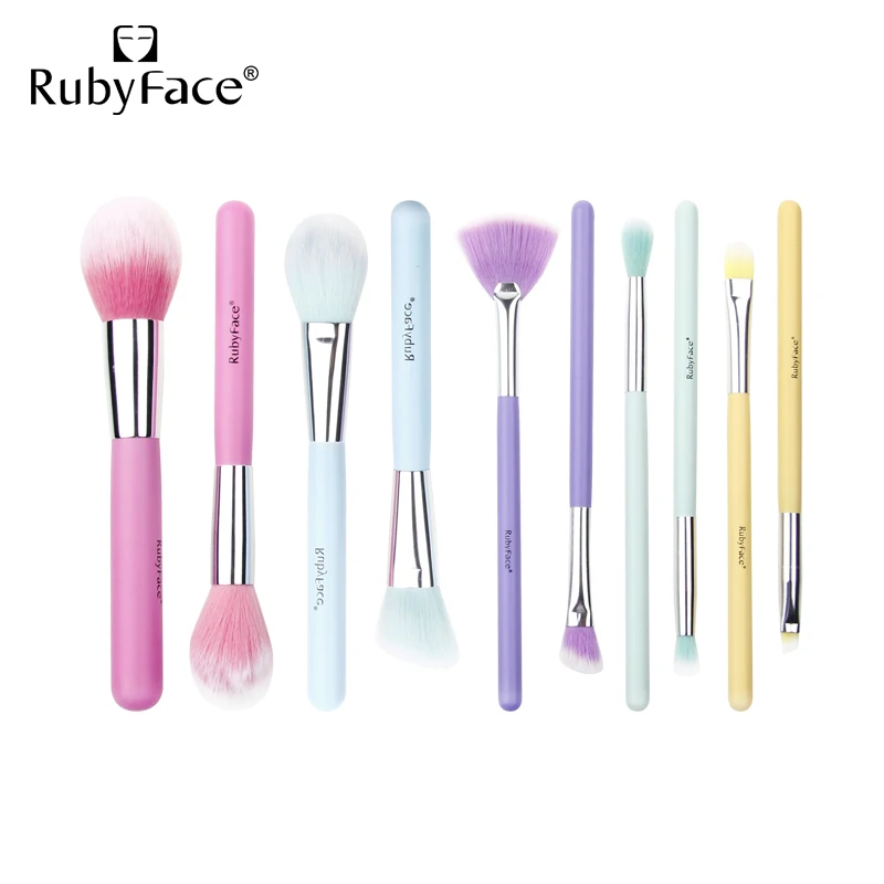 makeup brush 8pcs makeup brush rainbow hair colorful wooden handle brush makeup