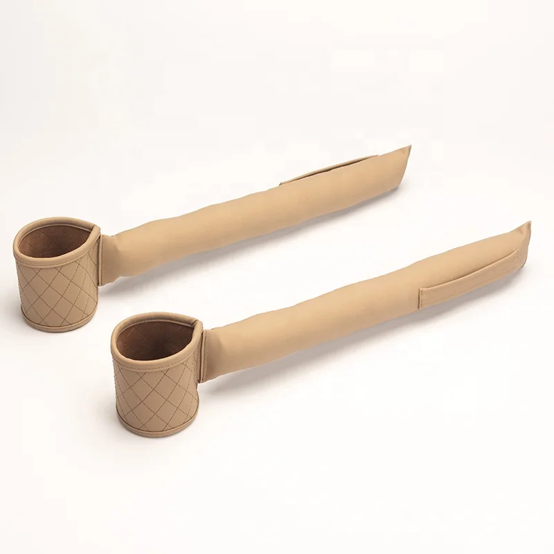 
PU Leather Seat Gap Filler Between Consoles Box and Car Seats with Cup Holder 