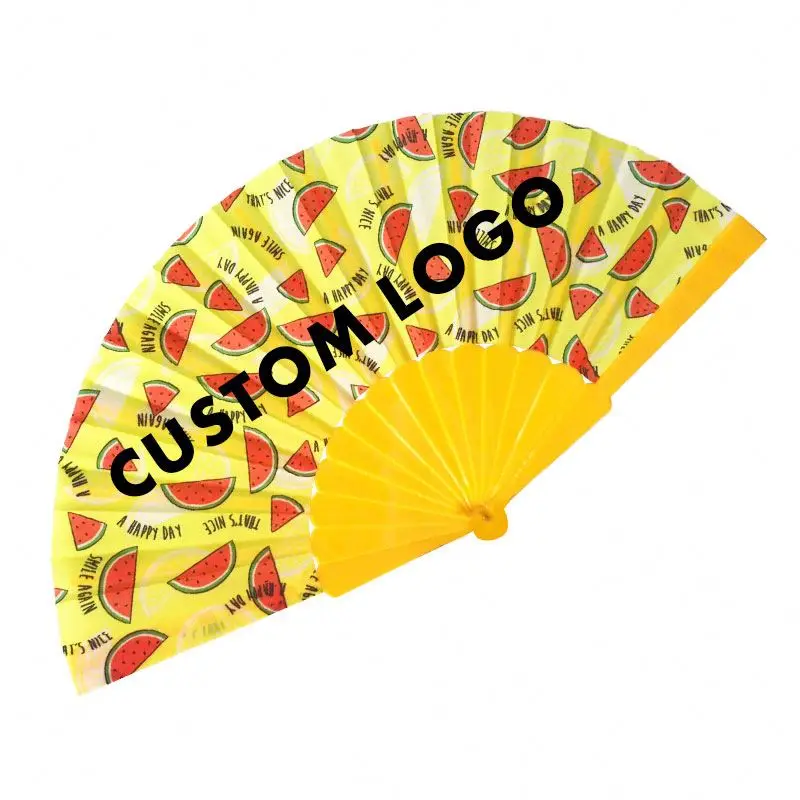2024 Wholesale Custom Printed Logo Promotional Folding High Quality Personalized Bamboo Plastic Hand Held Fan Printed Fans