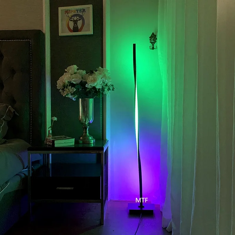  Современный минималистичный напольный светильник rgb меняющий цвет алюминиевый простой изогнутый витой светодиодный для