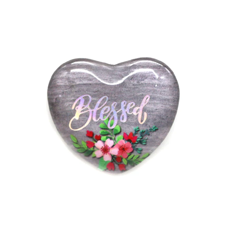 Customized creative high quality  Heart Shaped Crystal Glass Gift Cute Souvenir Fridge Magnet For Home Decor