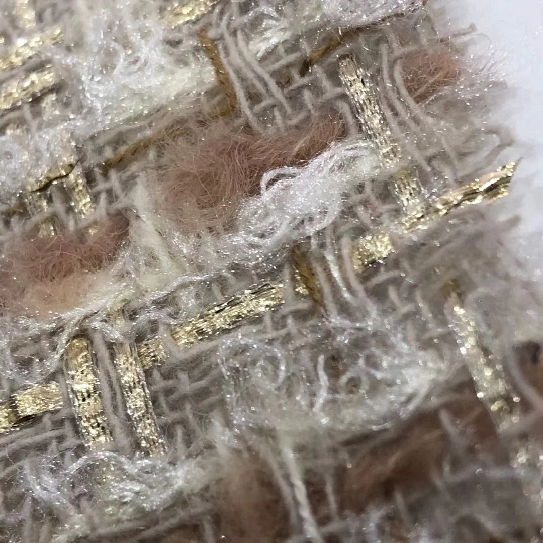 196GSM All Seasons Fabrics Beautiful Gold Wire Tweed Clothing and Home