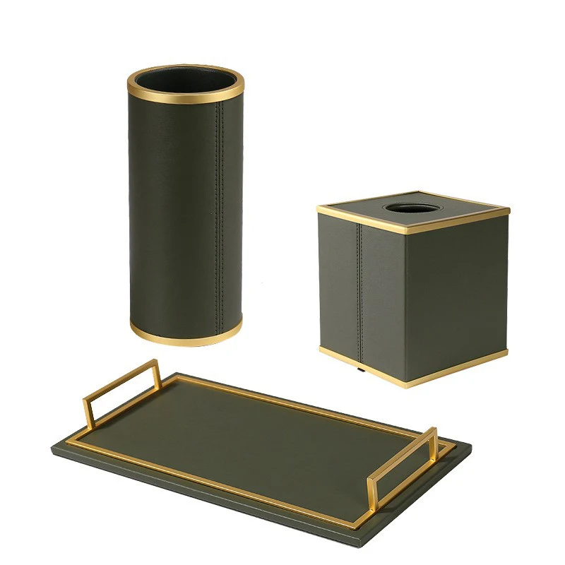 New Product Luxury Office Set Leather Office Desk Set Accessories Custom Logo for Desktop Storage