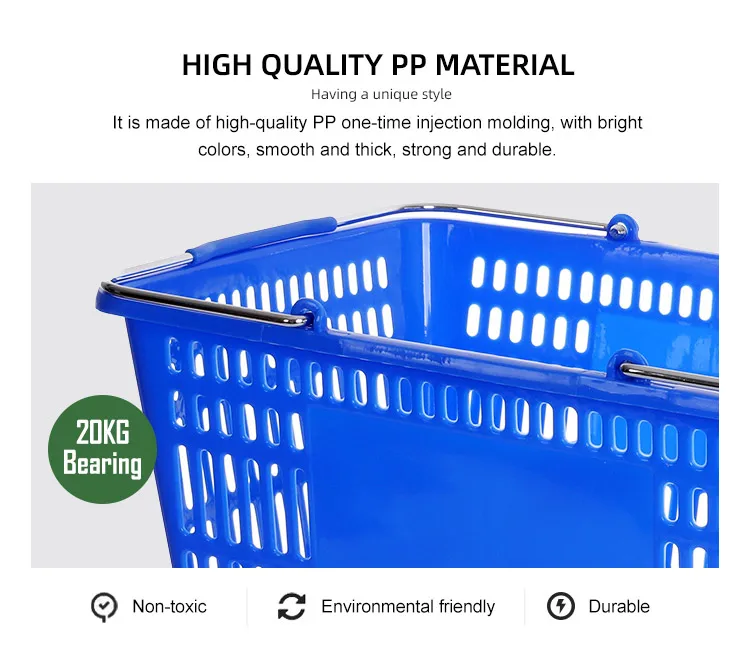 Hot sale 28L portable supermarket grocery mesh PP plastic shopping basket