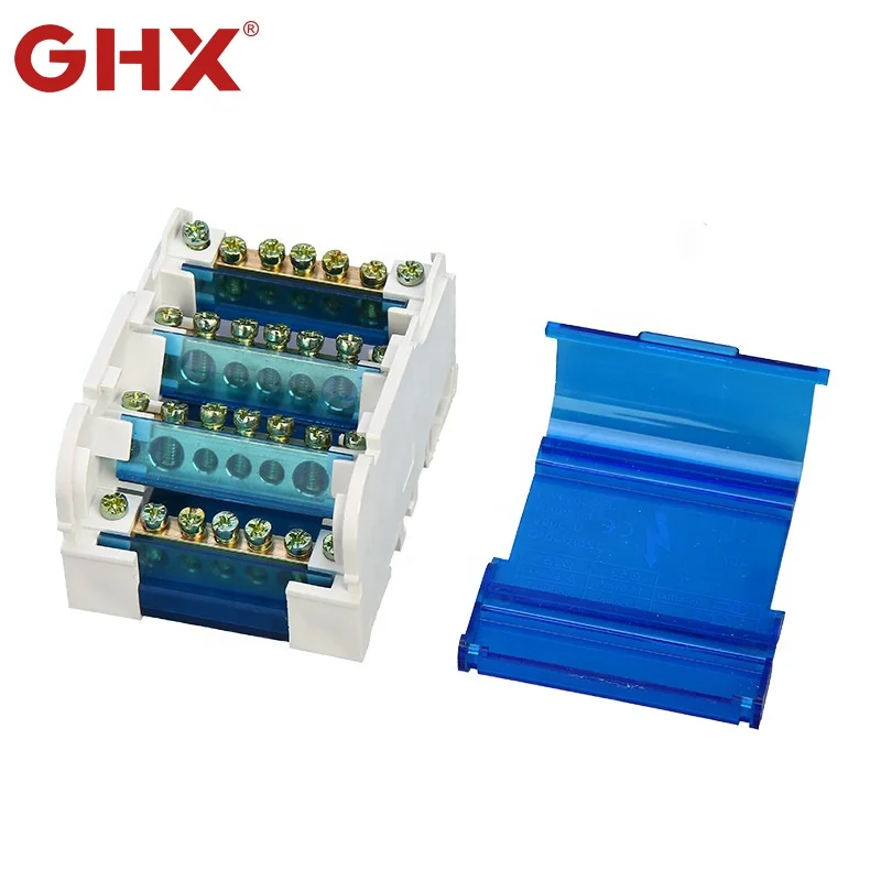 YLC 407 125A 500V Brass busbar Distribution Terminal blocks connector box with removable cover
