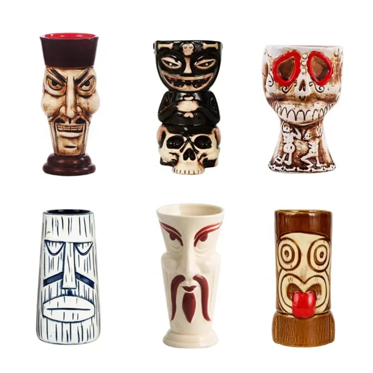 Ceramic Tiki Mug Cocktail Gift Set Bar Decoration Hawaii Custom Tiki Ceramic Tiki Totem Mug
