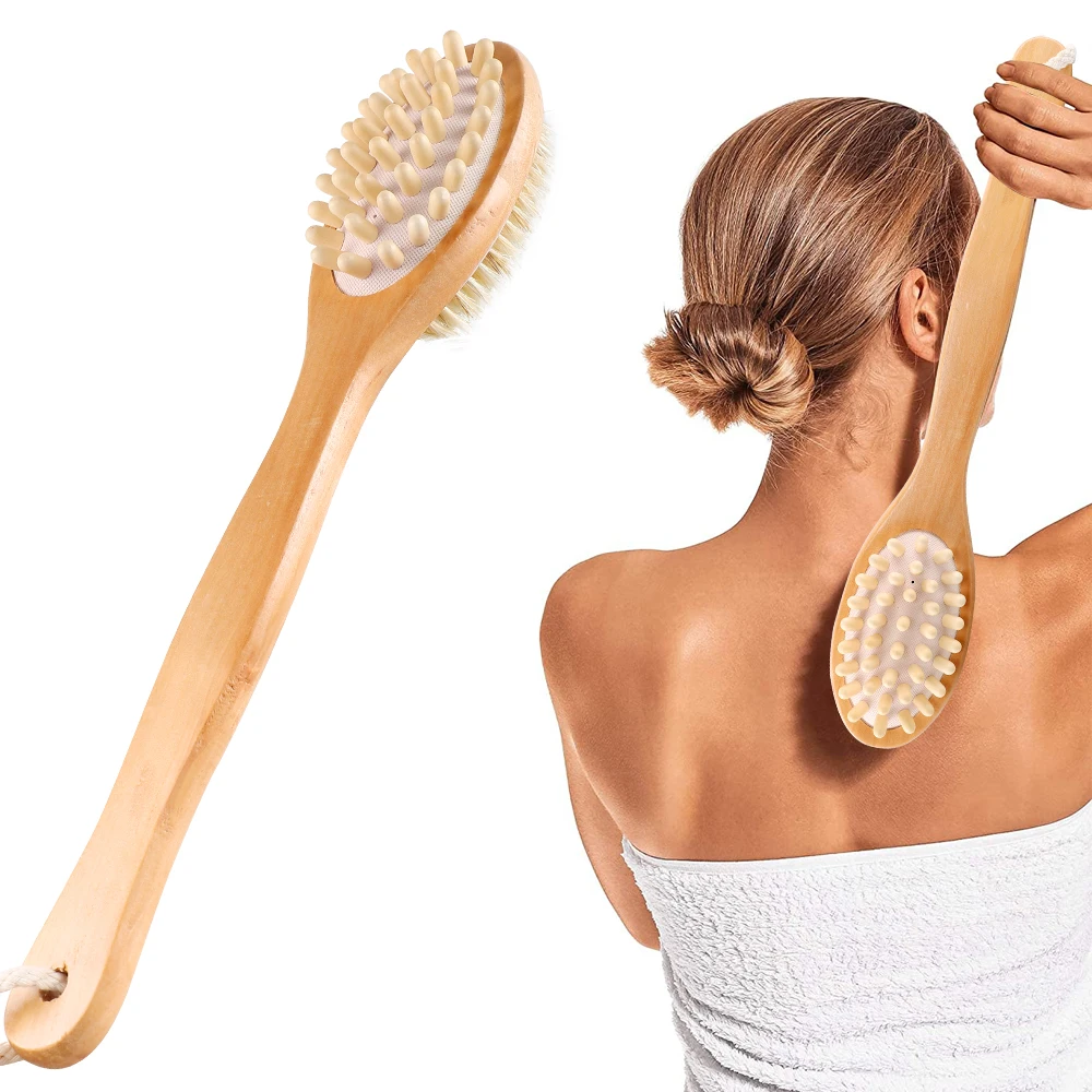 Body Scrubber Exfoliating Wash Cloth Dry Body Brush Natural Bristle Dry Brush Natural Other Bath Supplies