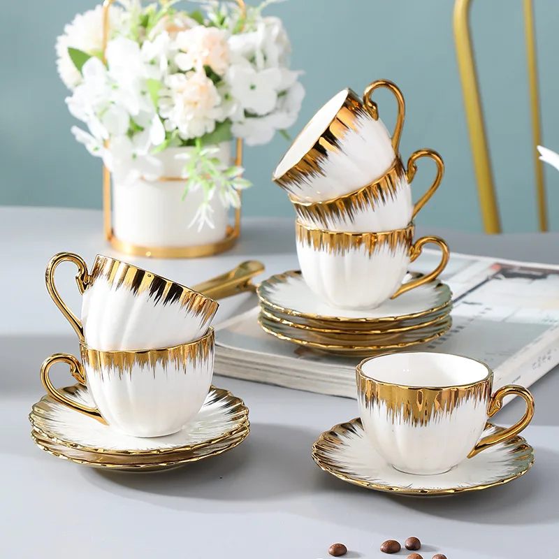 Ceramic Cups With Saucers, Espresso Cups and Saucers, Porcelain Coffee Cup and Saucer Set
