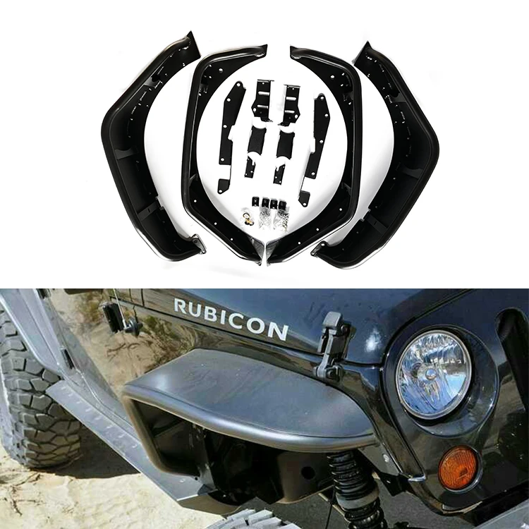 Car Upgrade Textured Steel Auto Parts Flat Fender Flares Fit Car Wheel Eyebrow For Jeep Wrangler Jk 2007-2018