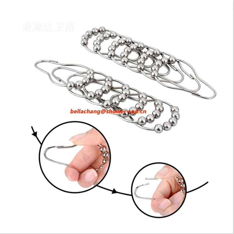 Stainless Steel Shower Curtain Rings 12 packs Metal round brushed nickel Shower Hooks for Bathroom Shower Rods