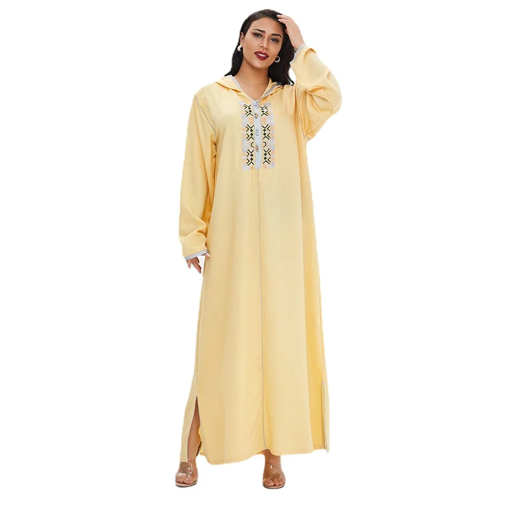 Fashion Design Long Sleeve Muslim Robe Long Dress Islamic Chain Print Muslim Dress Full Printed Women Fashion Muslim Dress