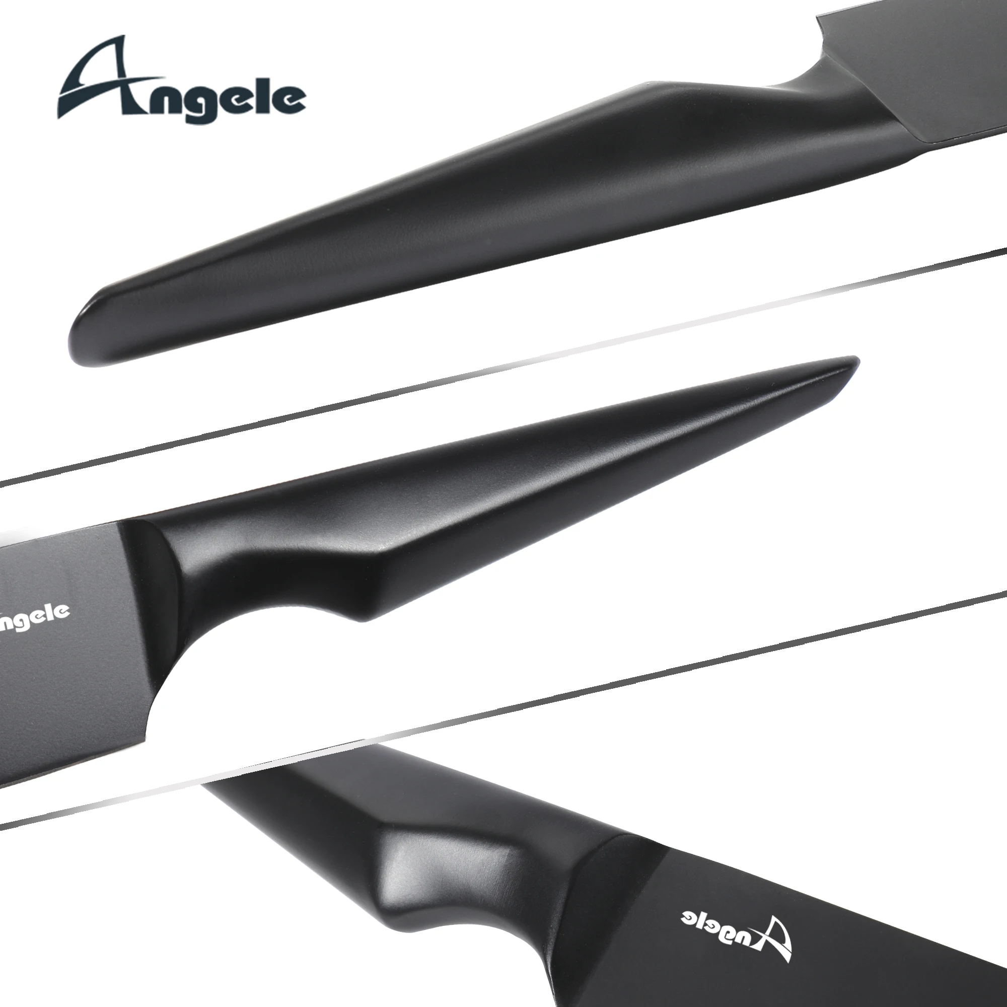 Набор кухонных ножей из нержавеющей стали в черном цвете, набор ножей с блоком