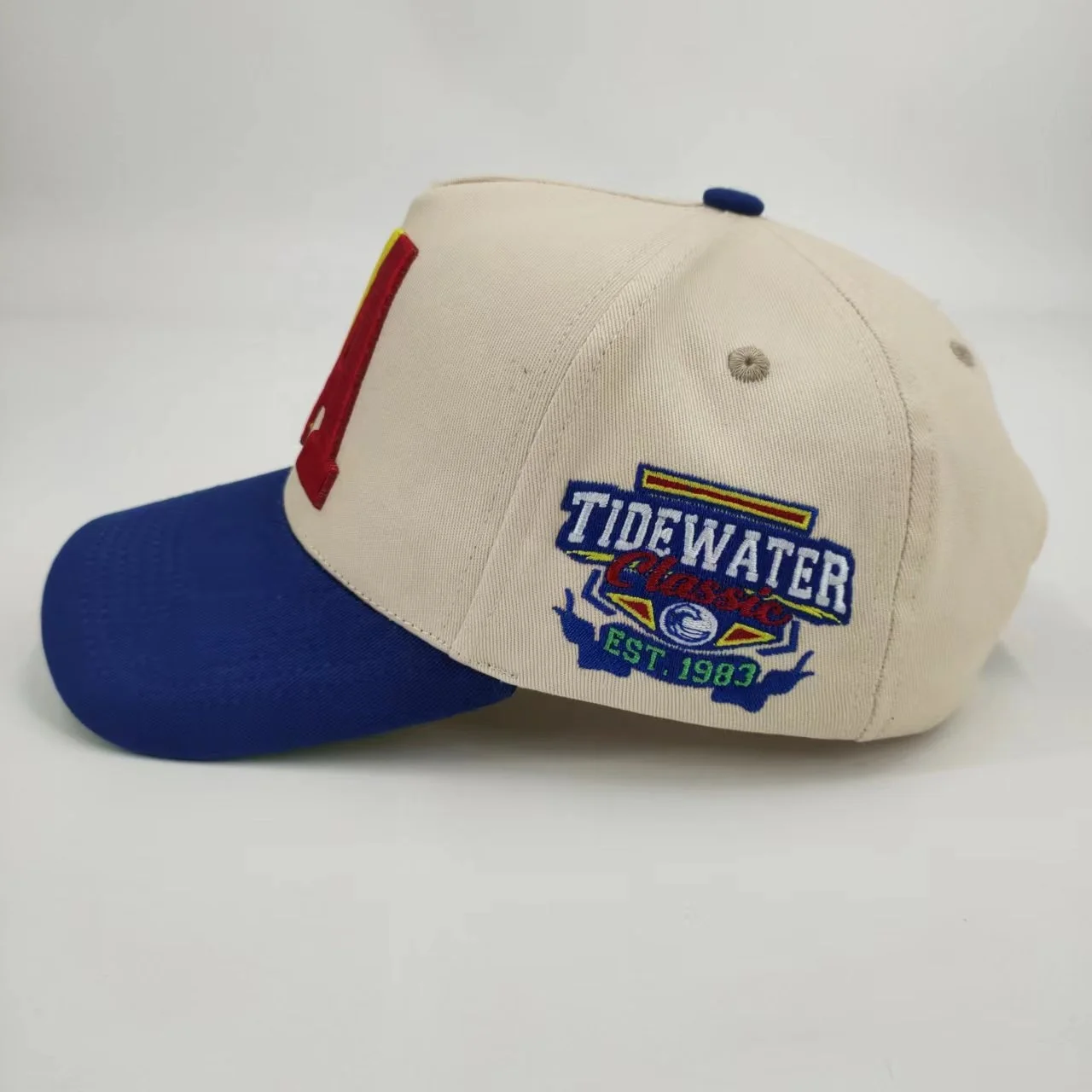 Manufacturer High Quality 3D Embroidery Two Tone Custom Logo Hat Personalized Suede UV Logo On Side 5-Panel Cotton Baseball Caps