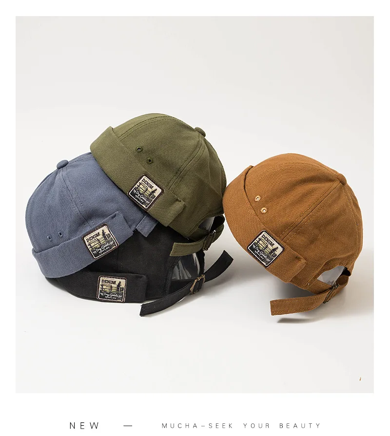 Factory direct selling spot Custom labeling logo cotton melon skin hat without brim Yuppie cap sailor hat