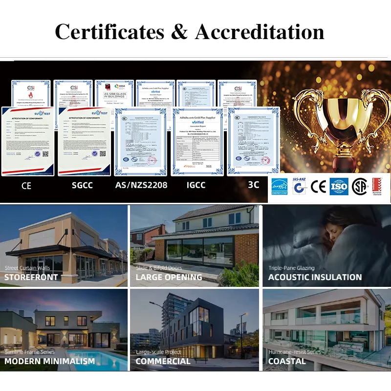 JBDhome Modern Custom Level Hurricane Resistant Sliding Windows Double and Triple Glazed Balcony Sliding Windows