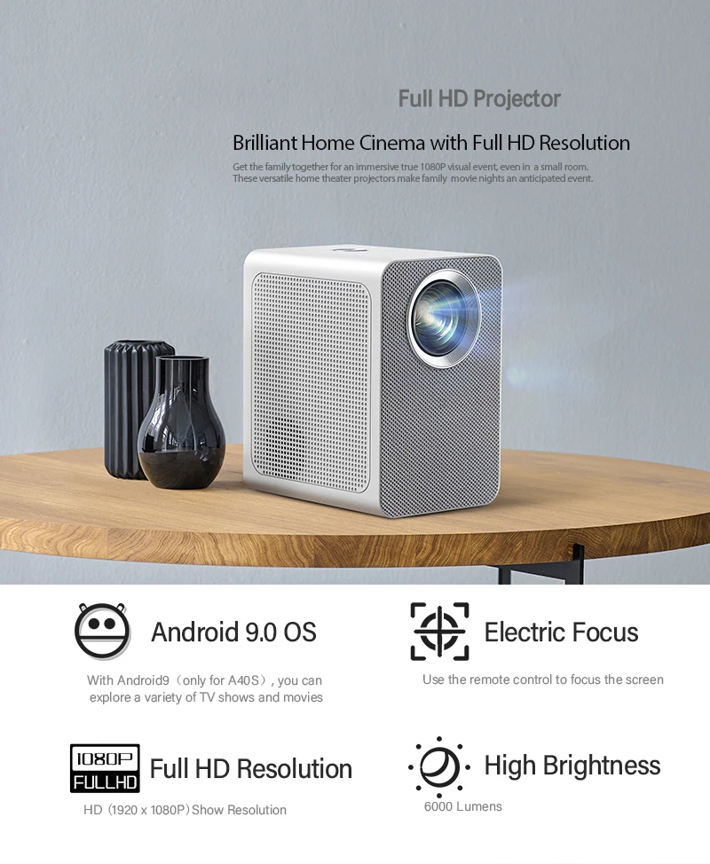 [2022 New Design Mini 1080P Projector] Factory OEM ODM 1080P Full HD 4K LED LCD Mini Portable Home Theater Projector