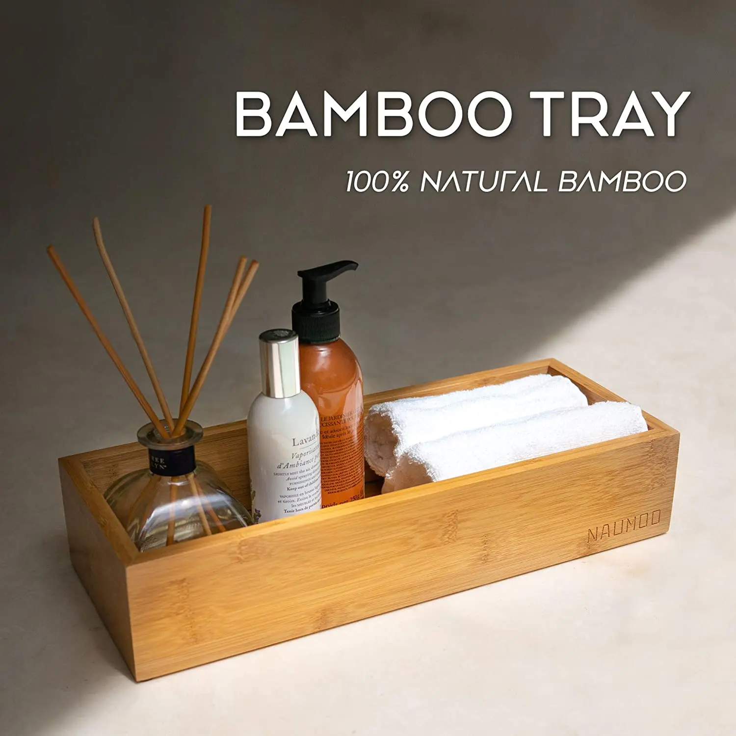 Bamboo Wooden Bath Counter Bathroom Accessories Peach-Themed Vanity Tray Toilet Tanks Organizer Toilet Paper Basket Box Storage