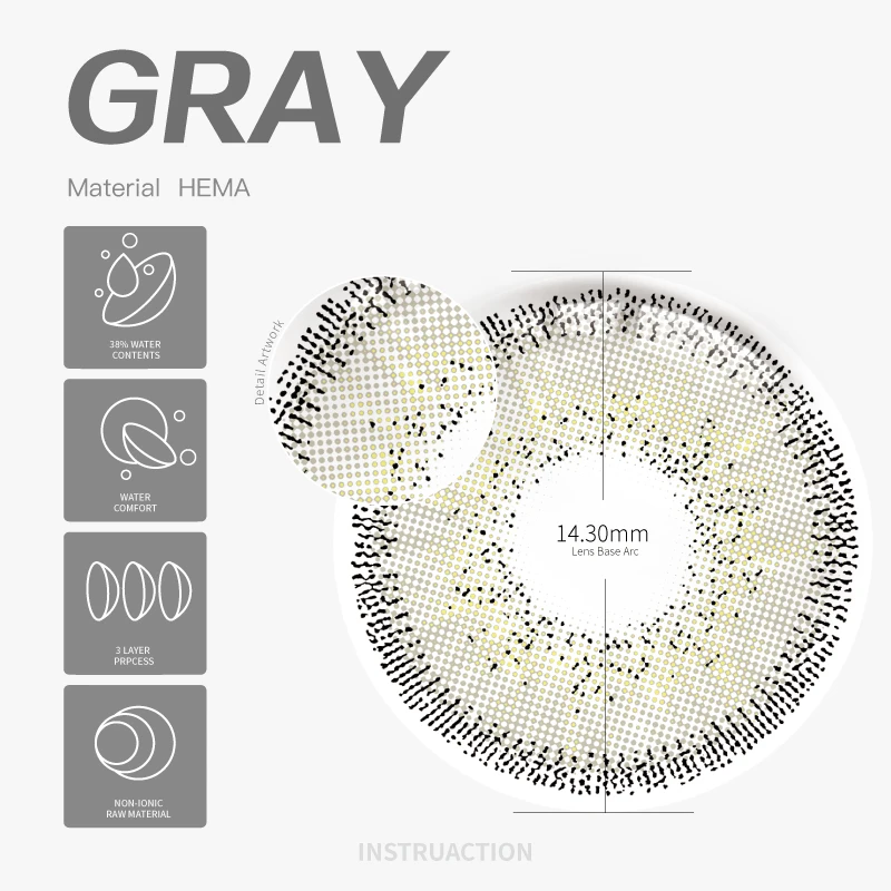 DS57 Miiemo Gray Color Lens Hot Selling Color Contact Lens Wholesale Price Monthly Contact New Arrival