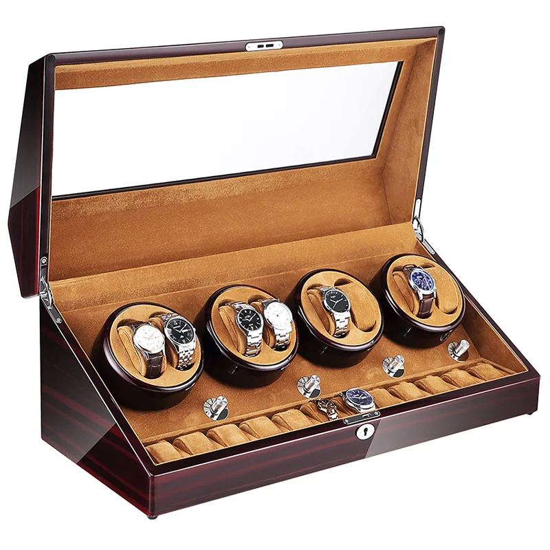 Watch Winder Deluxe Mechanical Watch Organizer Wooden Case Piano Automatic Watch Winding Rotating Case