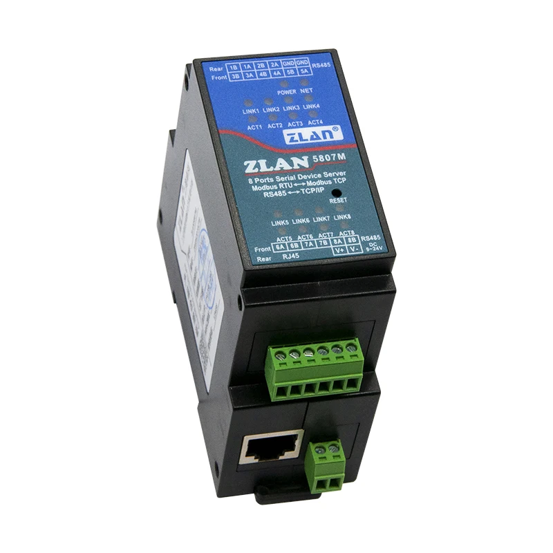 8 port rj45 serial to ethernet server RS485 Rail-Mount