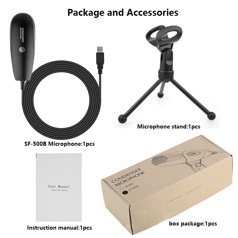  SF-500B USB конденсаторный микрофон с микрофонная стойка для