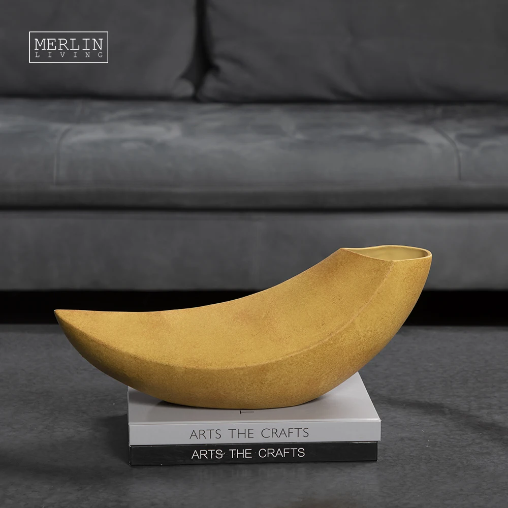 Merlin banana boat shape vases lacquer ceramic art ornament mattewabi-sabi gadgets home decor with nordic vase
