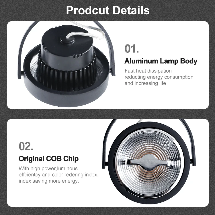 Adjustable Lighting AR111 Track Light ANTI-GLARE DESIGN LED Track Light for Showcase, Residential