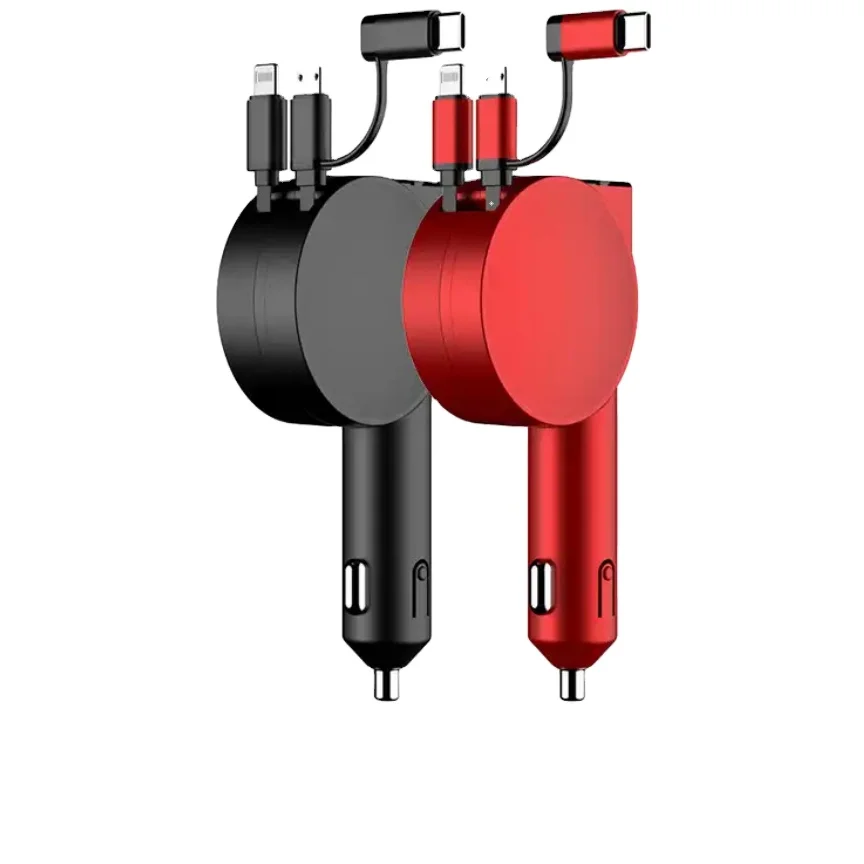 4 в 1 Автомобильное зарядное устройство выдвижной 60 Вт USB Type C PD супер быстрый зарядный адаптер для iPhone Xiaomi Huawei Samsung
