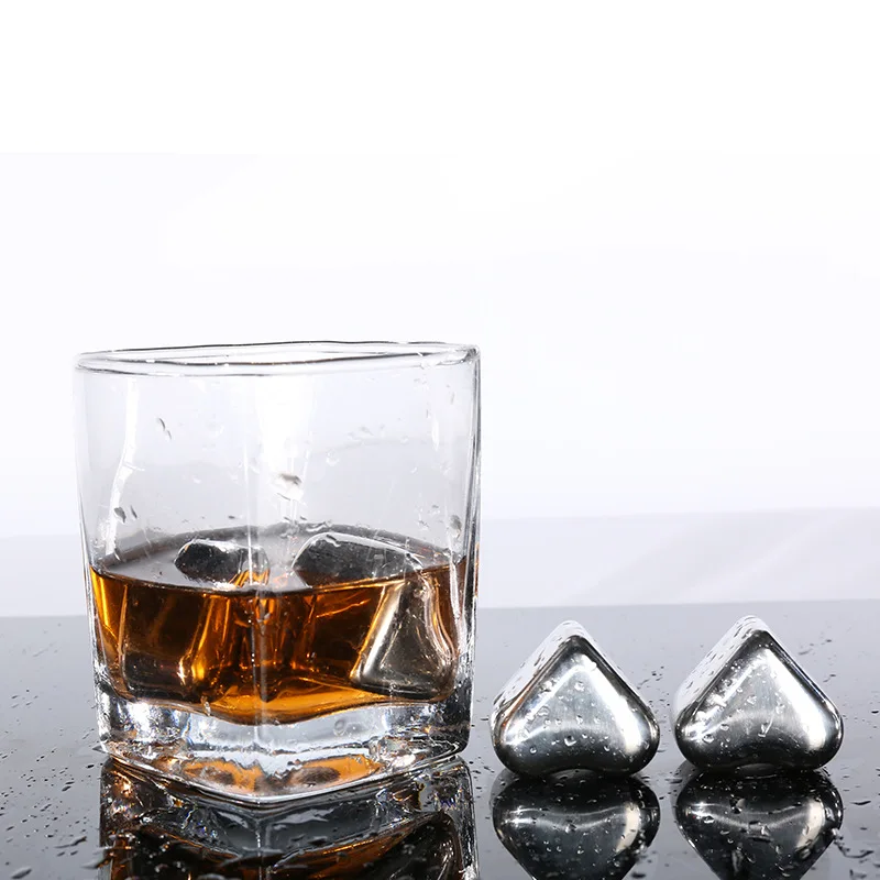 Reusable Metal Stainless Steel 304 Ice Cubes Heart-Shaped Chilling Red Wine Whiskey Ice Cubes Bar Accessories