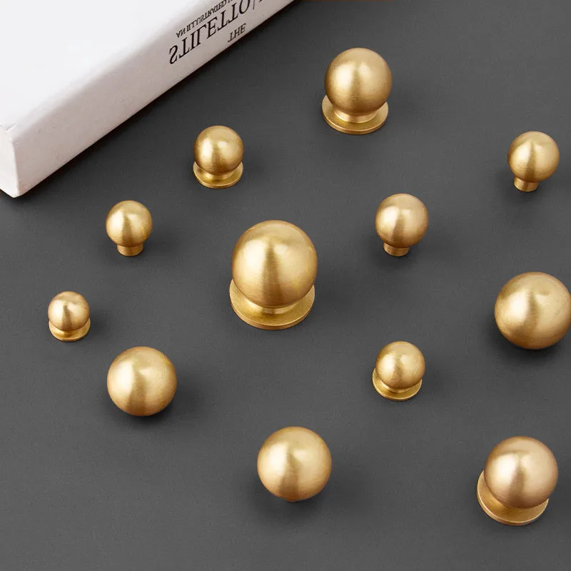 Brushed Solid Brass Ball Shape Funiture Dresser Knob Gold Kitchen Cabinet Drawer Knobs for Furniture Cabinet Cupboard Door