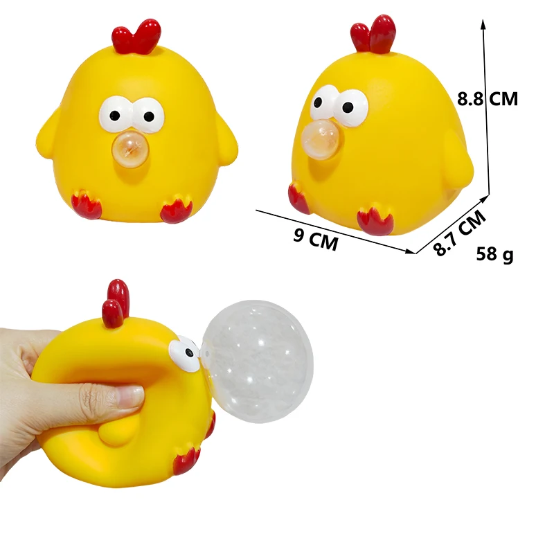 2024 Creative Pop Cute Cartoon Animal Chick Stress Relief Squeeze 3D Silicone Fidget Induction Squeeze Bubble Toy