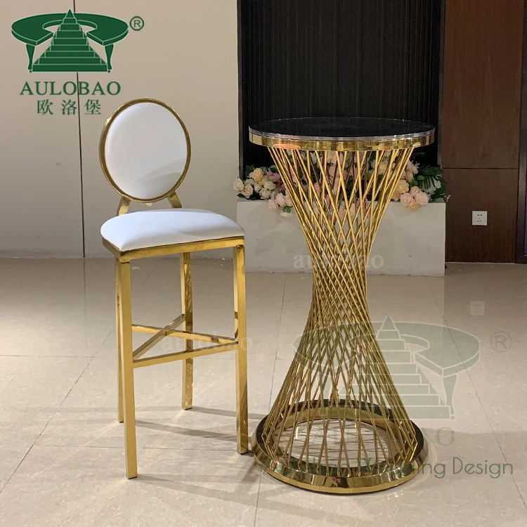 Night club furniture golden leg party bar stools modern