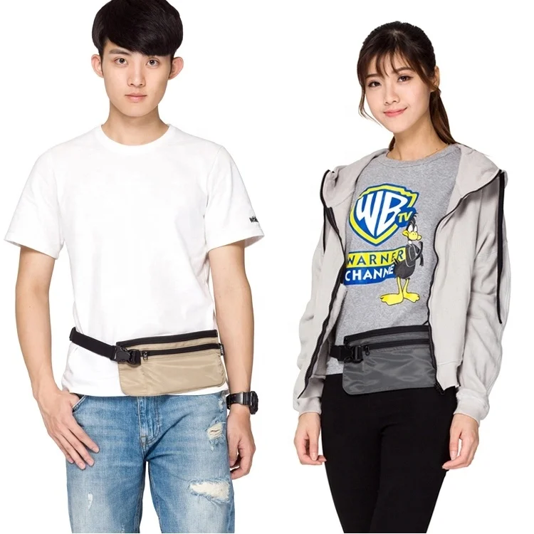 Lightweight travel polyester passport holders promotional portable belt purse fanny pack waist bag