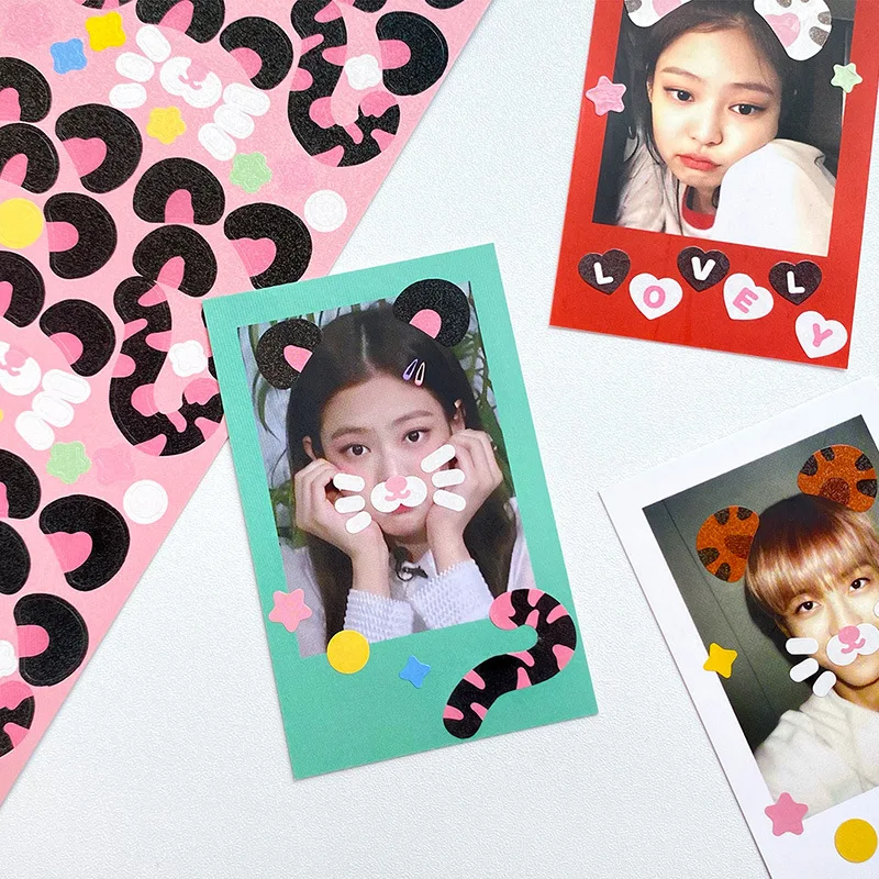 Cute cat ears star chasing card sticker girl heart ins Korea postcard DIY sticker