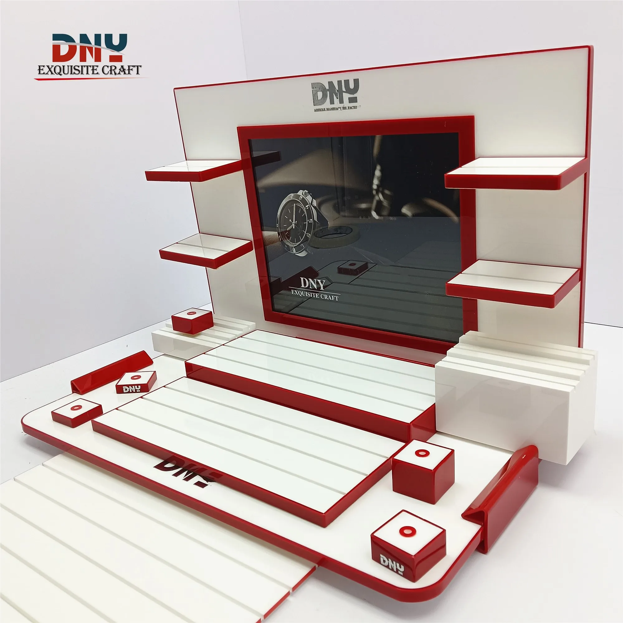 Factory custom fashion acrylic watch display stand set for shop counter add brand influence