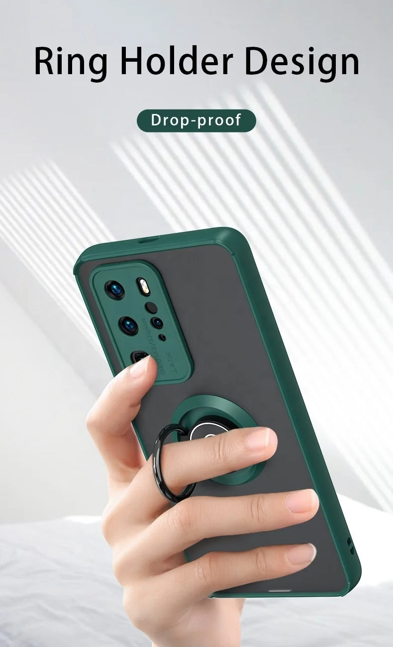 Matte Translucent 3 In 1 Phone Case Back Cover with 360 Magnetic Ring for Huawei P40 Pro P30 lite Mate 30 20 Y7p nova 7i P smart