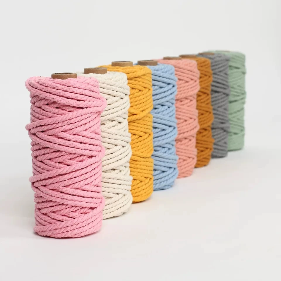 Wholesale 100% cotton 4mm colored craft cotton cord  macare twine pastel colors popular light green