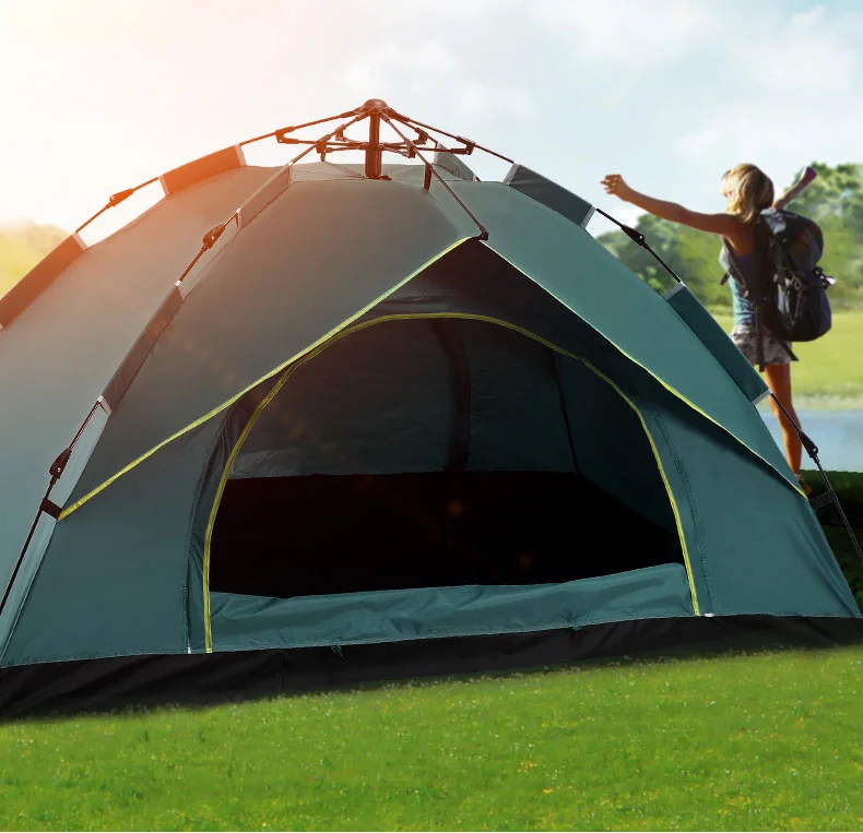Stock Instant Pop Up Outdoor Tent 3-4 Person Portable Tent Automatic Tent Waterproof Windproof for Camping Hiking Mountain