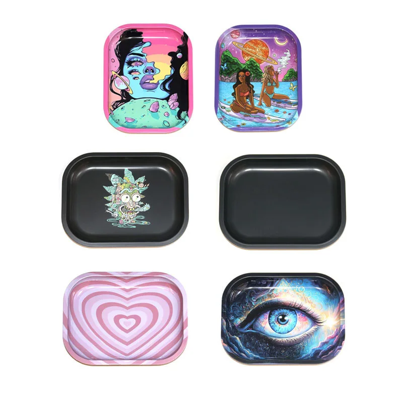 Custom Logo Metal Herb Tray Smoking Accessories Rolling Trays Tobacco Tray