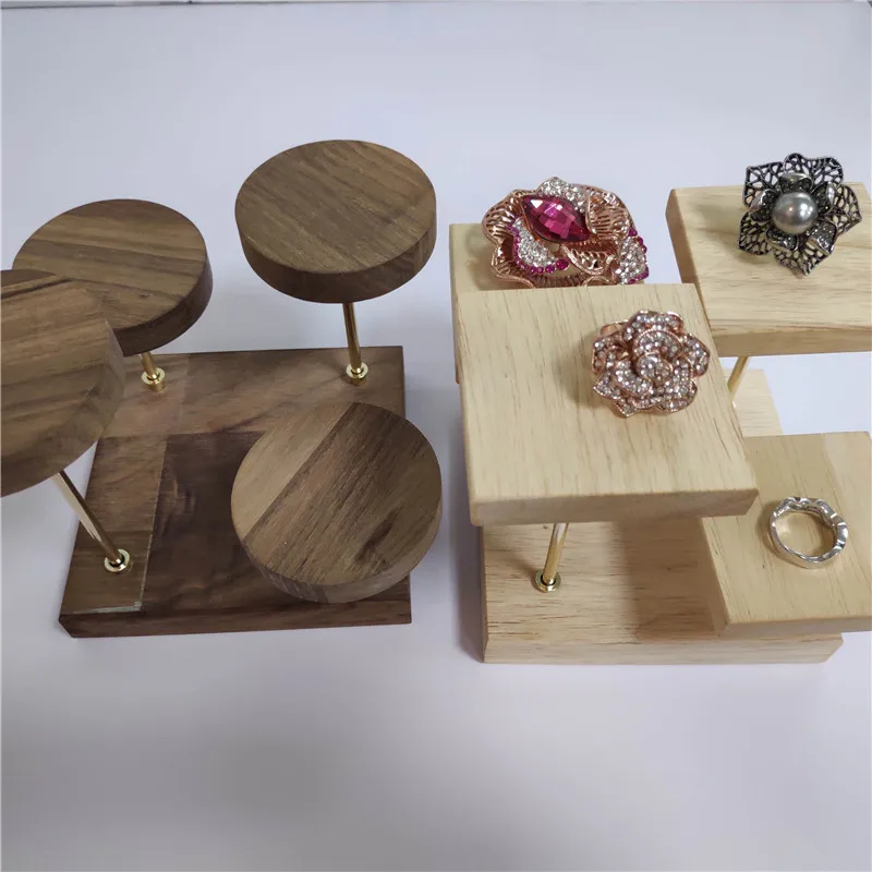 Factory Mahogany vintage soild wooden jewelry display stand riser for luxury jeweler gemstones store