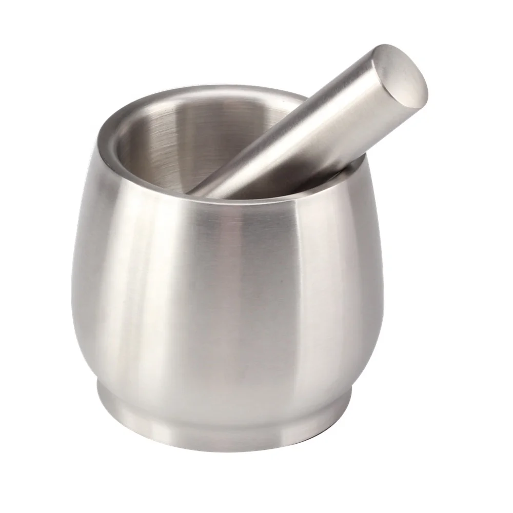 Pill Crusher, Stainless Steel Mortar and Pestle with Anti Slip Base  for Grinding Herbs Spices