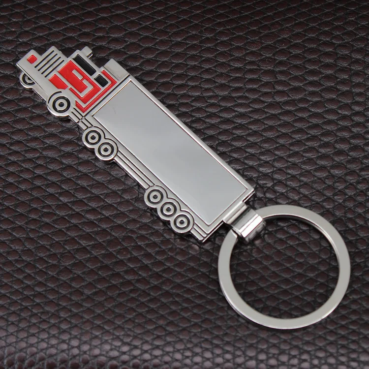 Custom LOGO Giveaway Mini Gifts Business Gift Metal Alloy Long Trailer Truck Car Vehicles Design Personalized Souvenir Keychain
