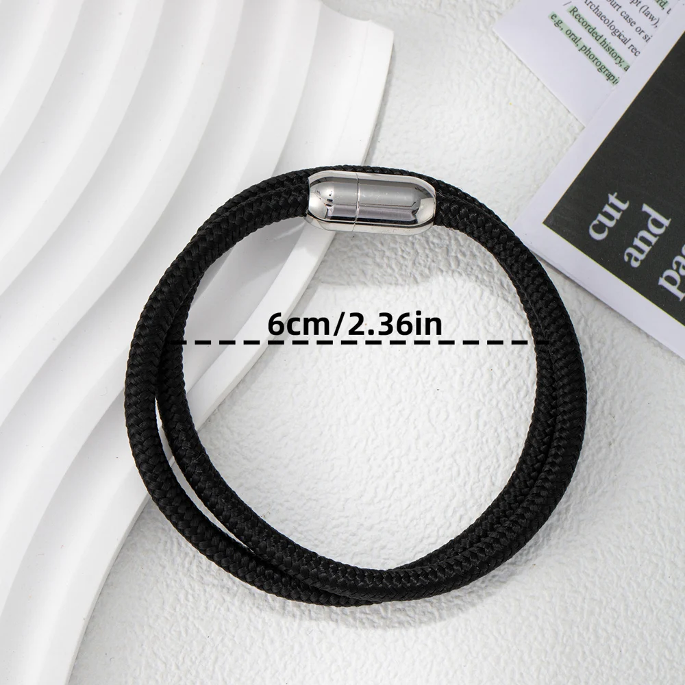 Minimalist Rope Bracelet Unisex Braided Paracord Nautical Double Wrap Bracelet With Strong Magnetic Clasp