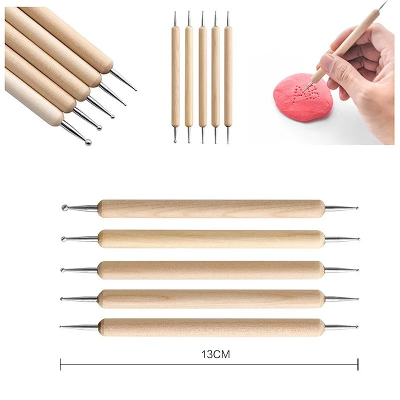 Ceramic Tools 36 Piece Set Stone Plastic Clay Carving Knife Silicone Dot Drill Pen Acrylic Stick Rolling Pin