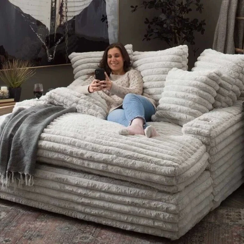Nordic light luxury leisure sofa coarse velvet sofa can be dismantled and washed simple living room balcony sofa set