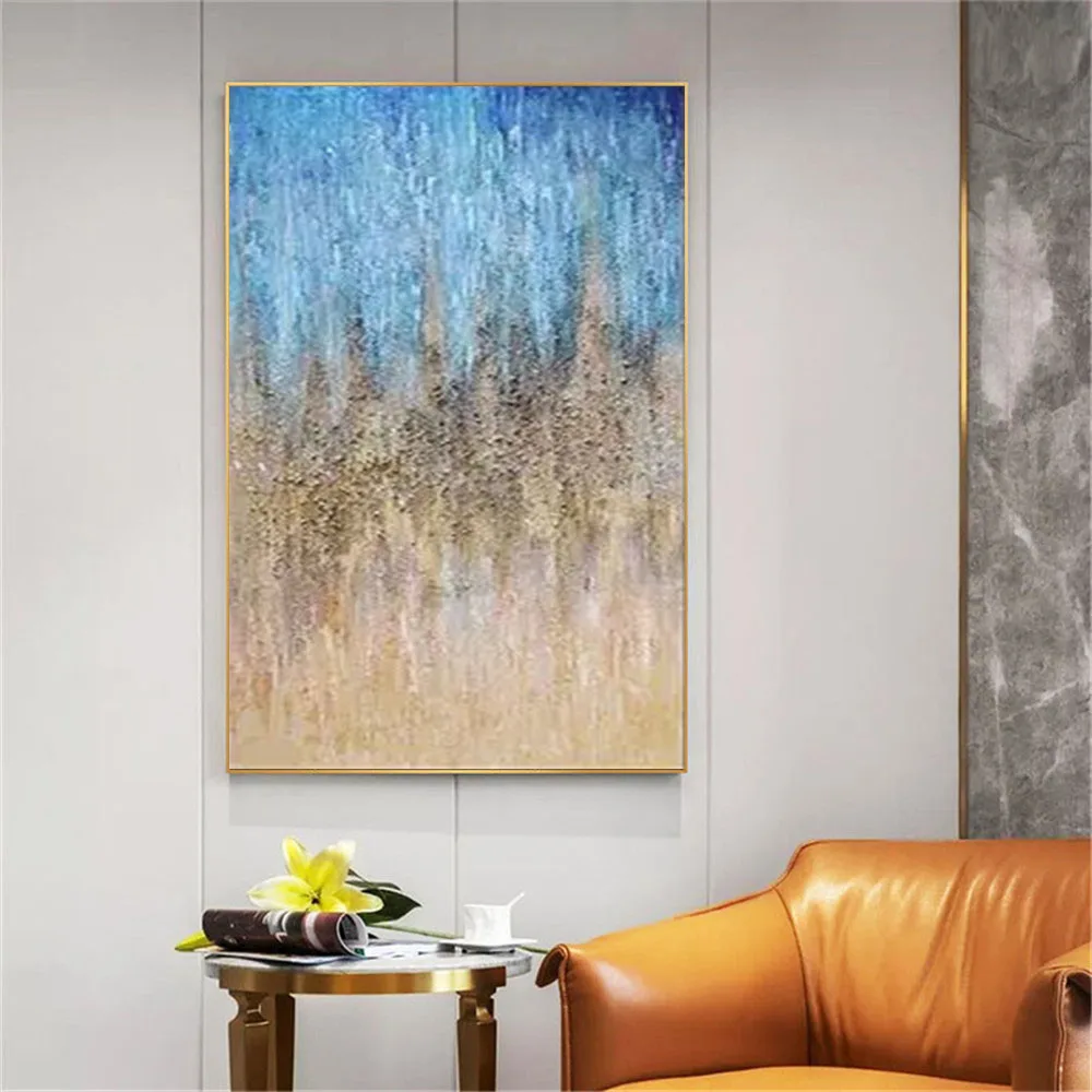 Gravel Texture Hand Painted Oil Picture Luxury Abstract Blue Sky painting oil canvas large  abstract handmade custom
