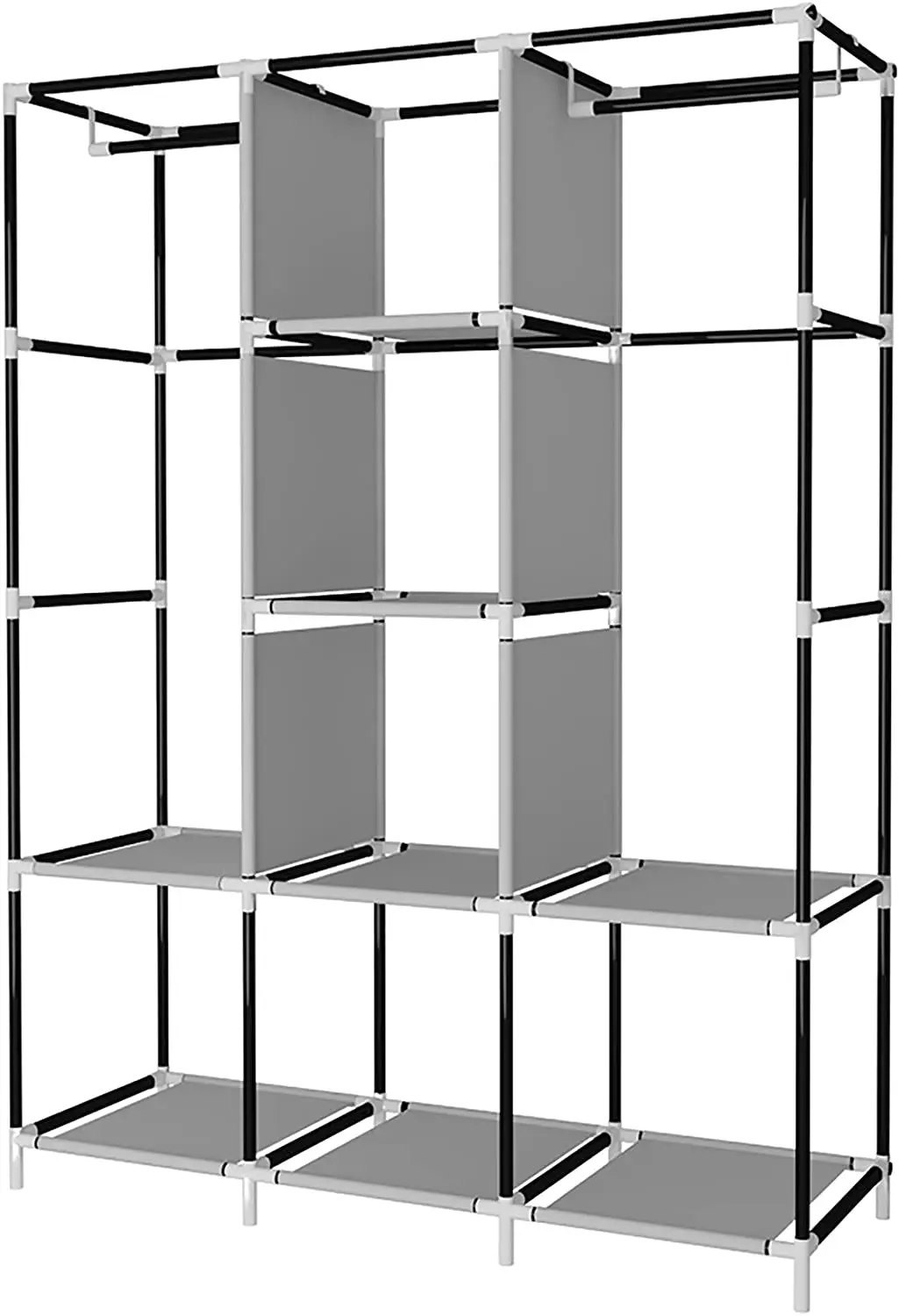 Removable Clothes Storage Non Woven With 6 Storage Shelves Hanging With Two Positions Portable Wardrobe