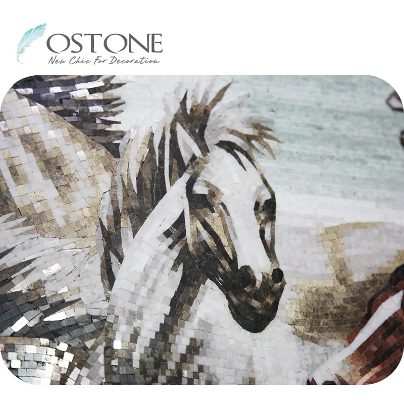 Modern Famous Marble Art Wall Decor Eight Fine Horses Painting